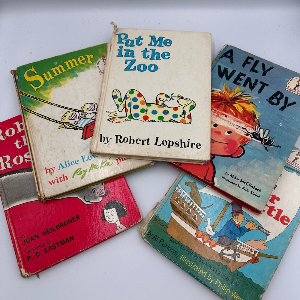 Vintage Children's Book Lot 5 Dr Seuss Dr Dolittle Put Me in the Zoo + More